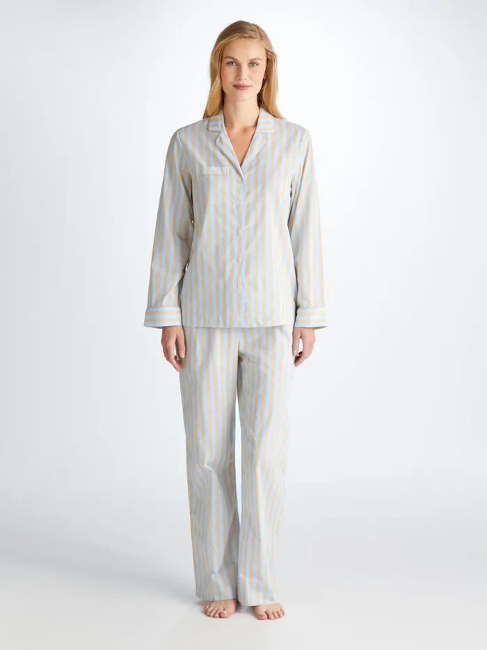 Derek Rose Cotton Pajamas Women Pajamas Amalfi 20 Cotton Batiste Blue