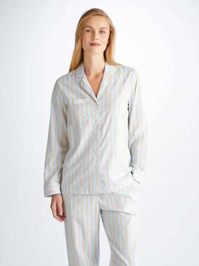Derek Rose Cotton Pajamas Women Pajamas Amalfi 20 Cotton Batiste Blue