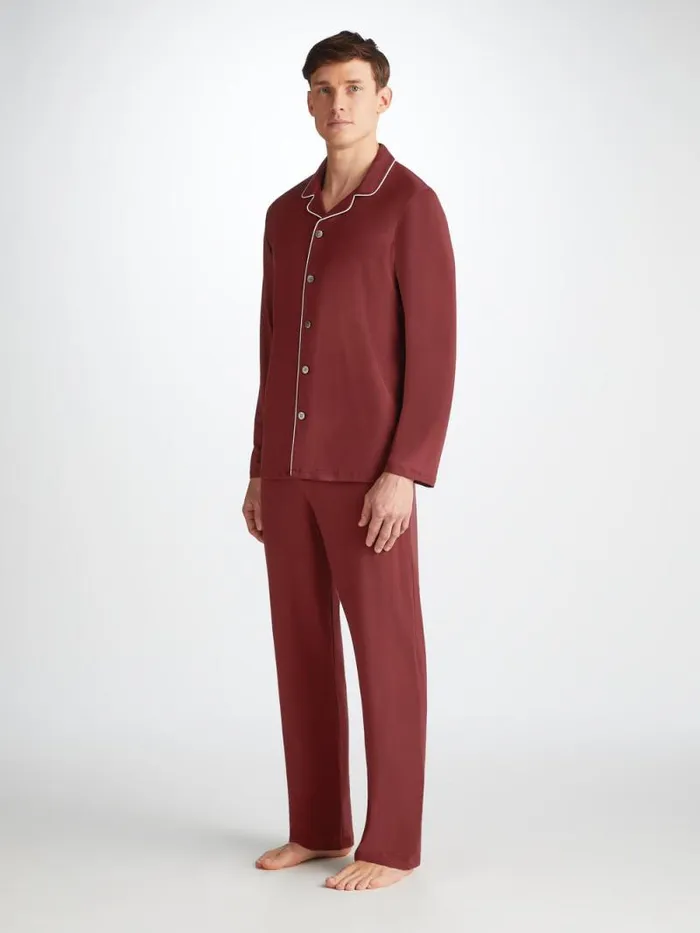 Derek Rose Jersey Pajamas Men Pajamas Basel Micro Modal Stretch Burgundy