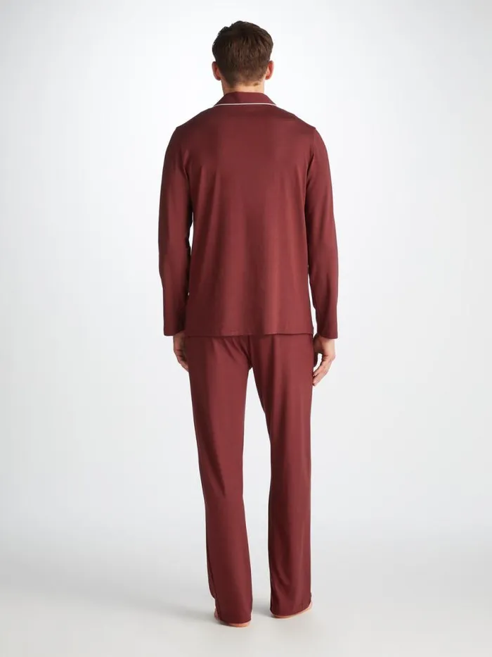 Derek Rose Jersey Pajamas Men Pajamas Basel Micro Modal Stretch Burgundy