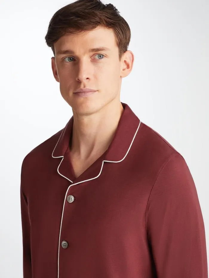 Derek Rose Jersey Pajamas Men Pajamas Basel Micro Modal Stretch Burgundy