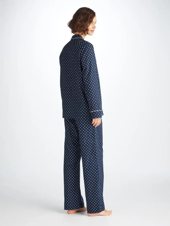 Derek Rose Long Pajamas Women Pajamas Plaza 60 Cotton Batiste Navy
