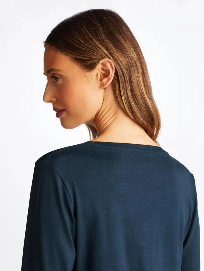 Derek Rose Long Sleeve TShirts Women Long Sleeve TShirt Lara Micro Modal Stretch Navy