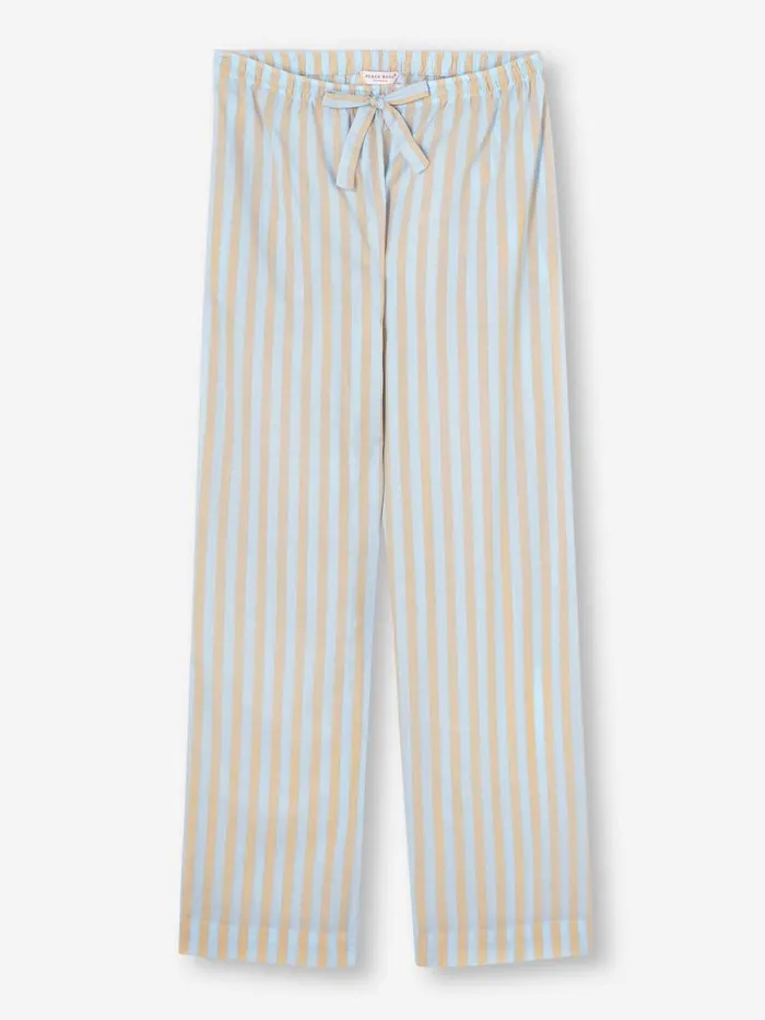 Derek Rose Lounge Pants Women Lounge Pants Amalfi 20 Cotton Batiste Blue