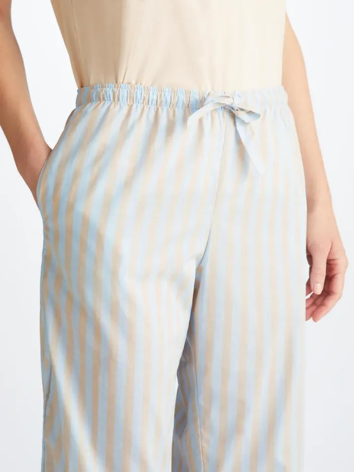 Derek Rose Lounge Pants Women Lounge Pants Amalfi 20 Cotton Batiste Blue