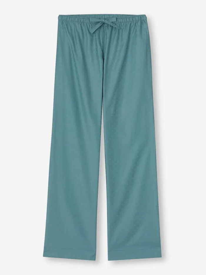 Derek Rose Lounge Pants Women Lounge Pants Kate 9 Cotton Jacquard Teal
