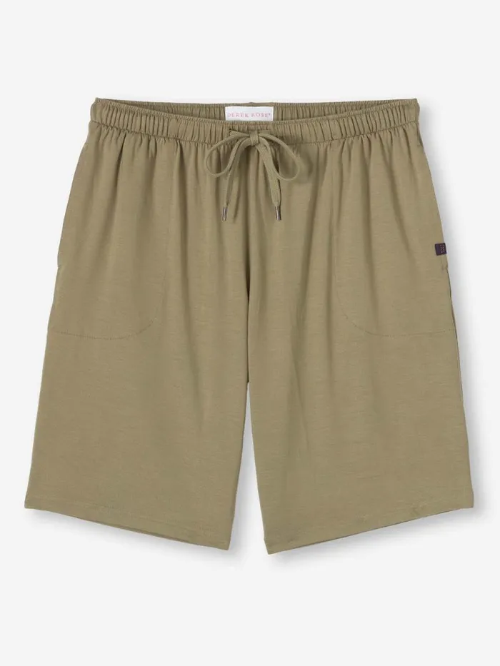 Derek Rose Lounge Shorts Men Lounge Shorts Basel Micro Modal Stretch Khaki
