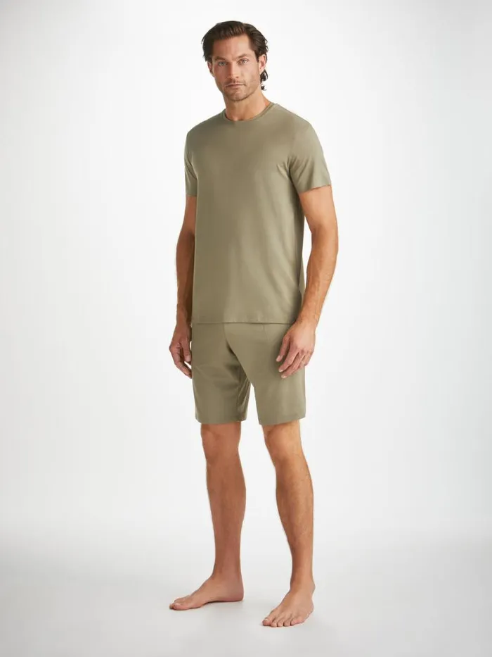 Derek Rose Lounge Shorts Men Lounge Shorts Basel Micro Modal Stretch Khaki