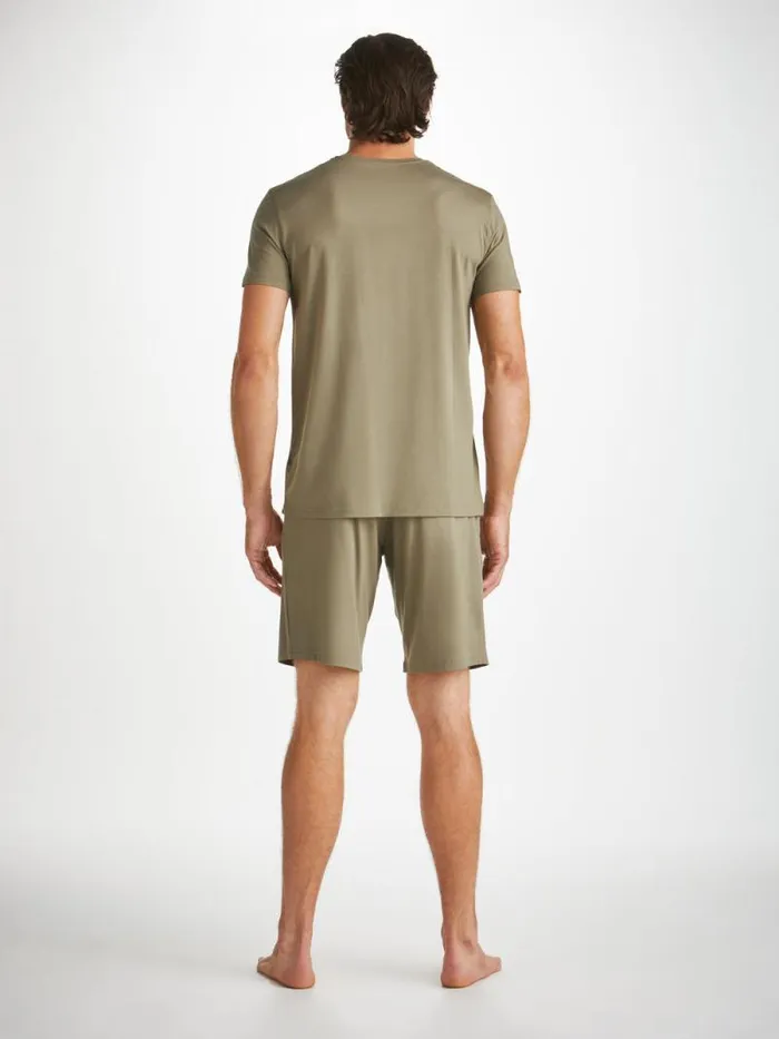 Derek Rose Lounge Shorts Men Lounge Shorts Basel Micro Modal Stretch Khaki
