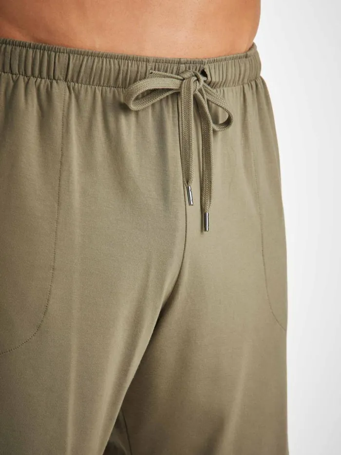 Derek Rose Lounge Shorts Men Lounge Shorts Basel Micro Modal Stretch Khaki