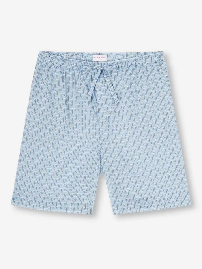Derek Rose Lounge Shorts Men Lounge Shorts Ledbury 72 Cotton Batiste Blue