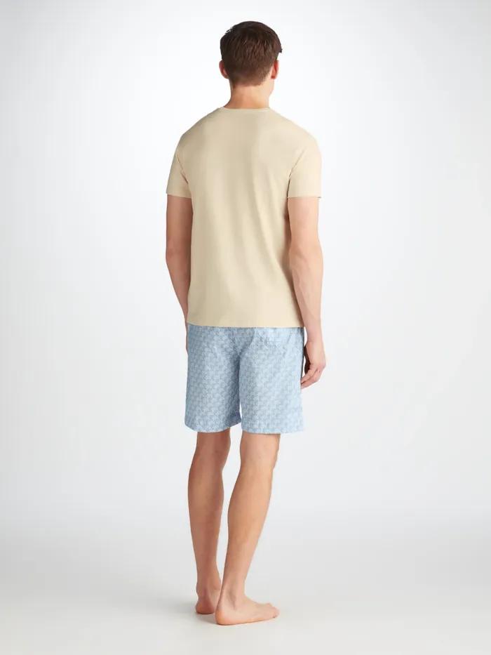 Derek Rose Lounge Shorts Men Lounge Shorts Ledbury 72 Cotton Batiste Blue