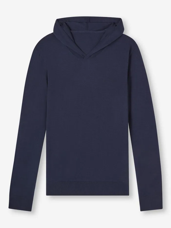 Derek Rose Merino Sweaters and Hoodies Men Hoodie Orson Merino Wool Navy