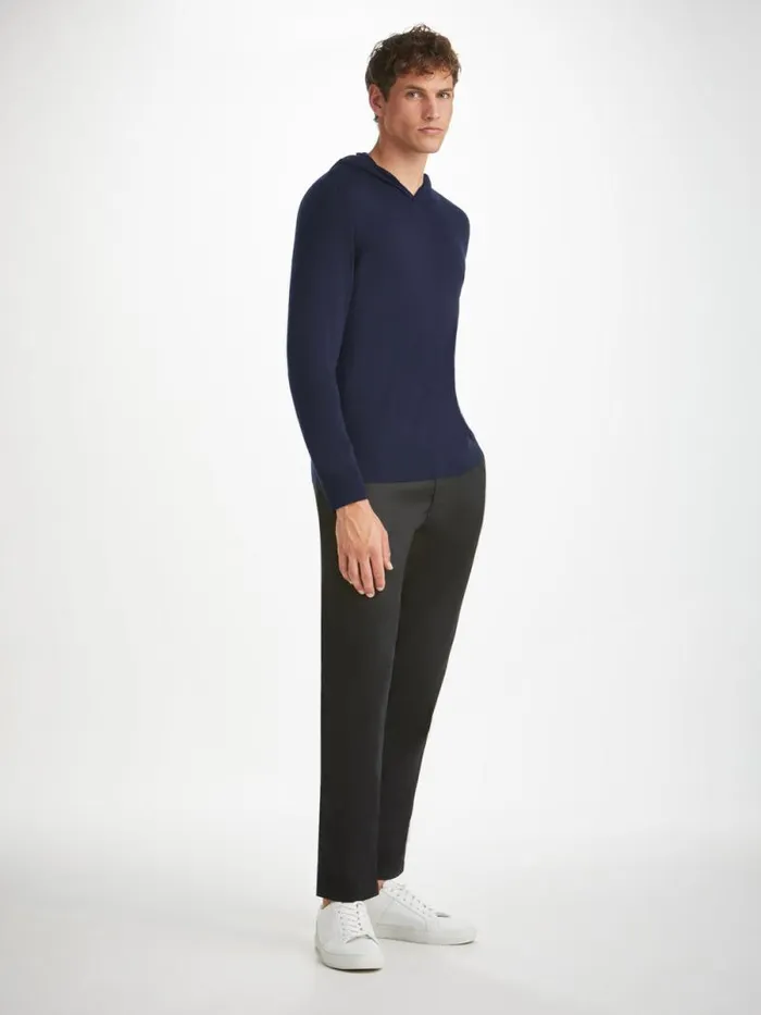 Derek Rose Merino Sweaters and Hoodies Men Hoodie Orson Merino Wool Navy