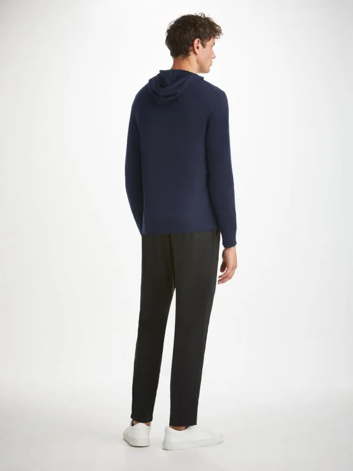 Derek Rose Merino Sweaters and Hoodies Men Hoodie Orson Merino Wool Navy