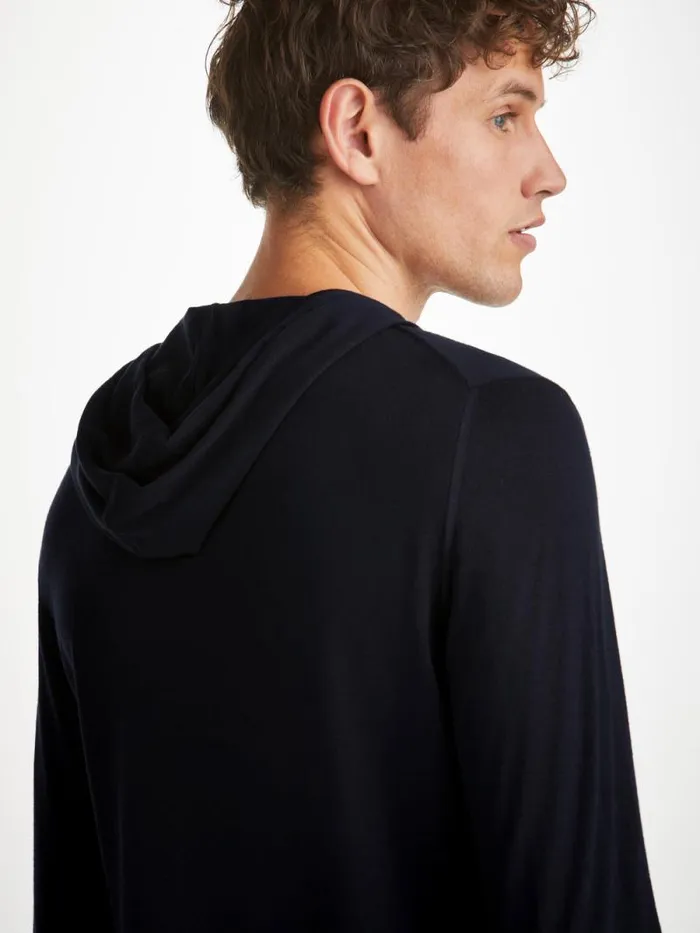 Derek Rose Merino Sweaters and Hoodies Men Hoodie Orson Merino Wool Navy