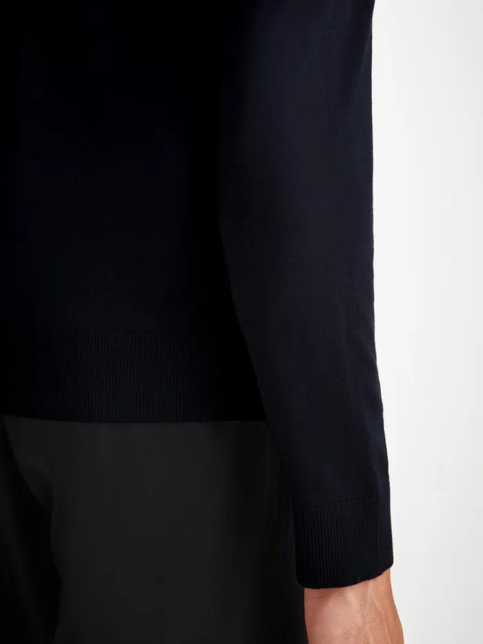 Derek Rose Merino Sweaters and Hoodies Men Hoodie Orson Merino Wool Navy