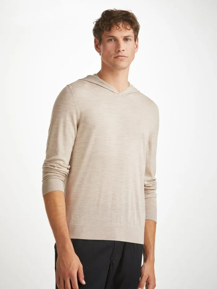 Derek Rose Merino Sweaters and Hoodies Men Hoodie Orson Merino Wool Oat