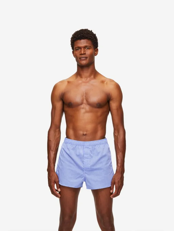 Derek Rose Modern Fit Boxer Shorts Men Modern Fit Boxers Amalfi Cotton Batiste Blue