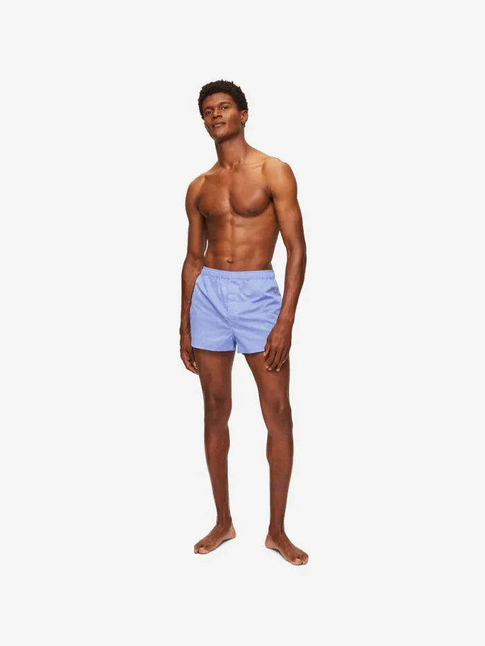 Derek Rose Modern Fit Boxer Shorts Men Modern Fit Boxers Amalfi Cotton Batiste Blue