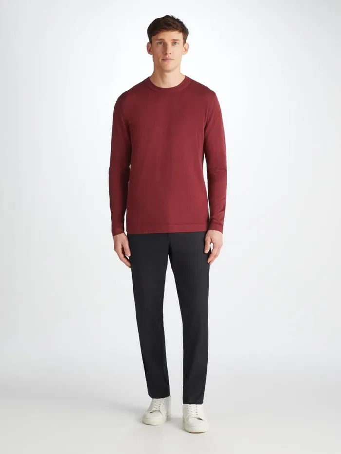 Derek Rose Sea Island Cotton Sweaters Men Sweater Jacob Sea Island Cotton Burgundy