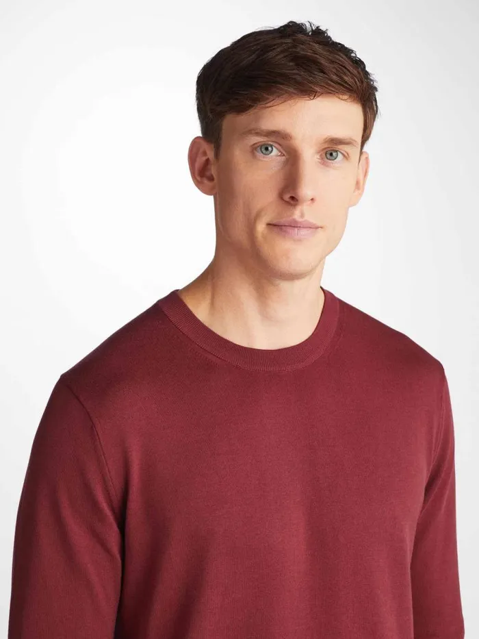 Derek Rose Sea Island Cotton Sweaters Men Sweater Jacob Sea Island Cotton Burgundy