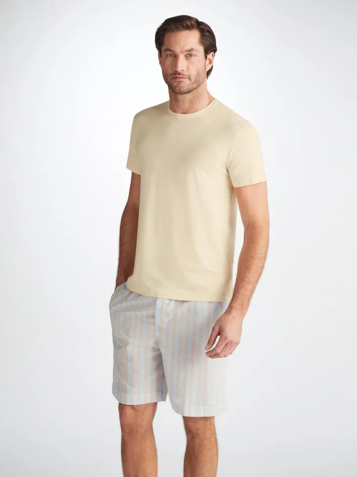 Derek Rose Short Sleeve TShirts Men TShirt Basel Micro Modal Stretch Ecru