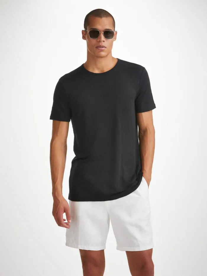 Derek Rose Short Sleeve TShirts Men TShirt Jordan Linen Black