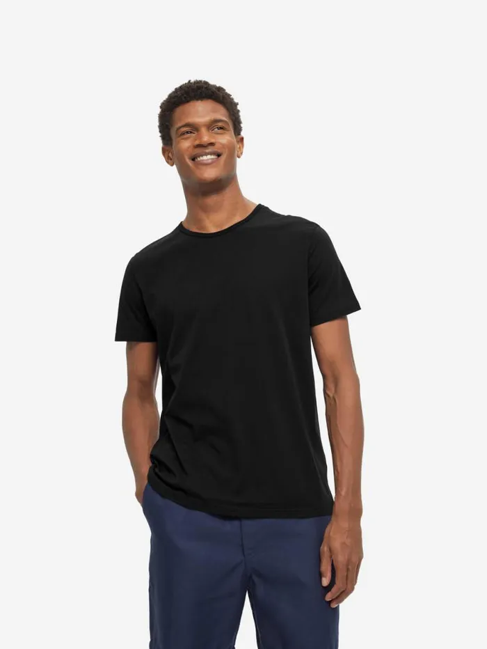 Derek Rose Short Sleeve TShirts Men TShirt Riley Pima Cotton Black