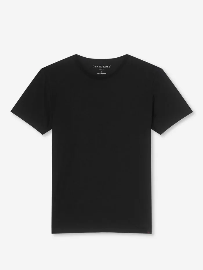 Derek Rose Short Sleeve TShirts Men TShirt Riley Pima Cotton Black