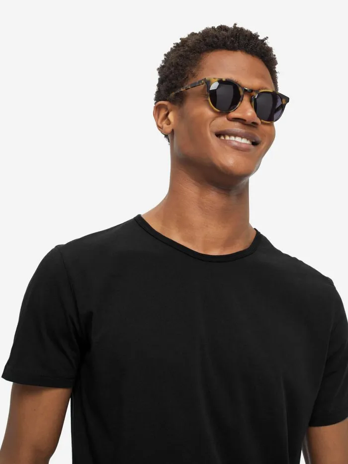 Derek Rose Short Sleeve TShirts Men TShirt Riley Pima Cotton Black