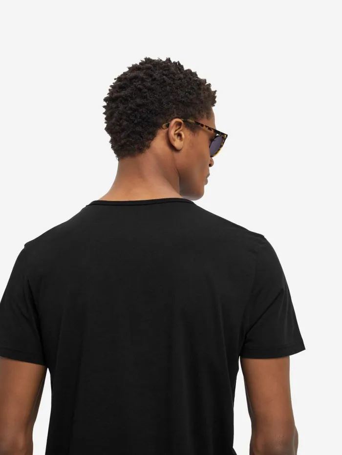 Derek Rose Short Sleeve TShirts Men TShirt Riley Pima Cotton Black