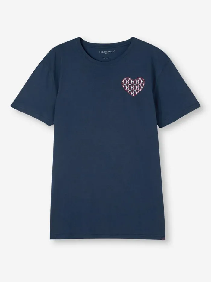 Derek Rose Short Sleeve TShirts Men TShirt Ripley 15 Pima Cotton Navy