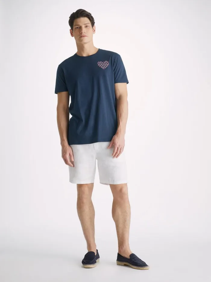 Derek Rose Short Sleeve TShirts Men TShirt Ripley 15 Pima Cotton Navy