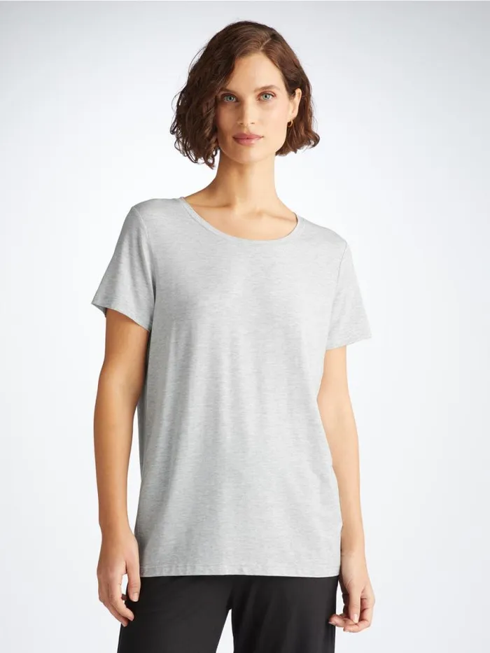 Derek Rose Short Sleeve TShirts Women TShirt Ethan Micro Modal Stretch Silver Marl