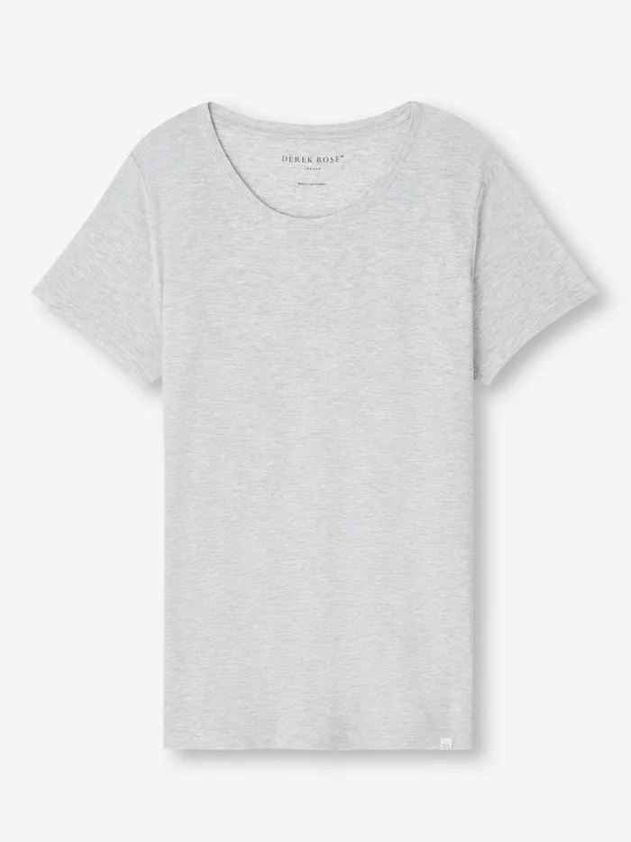 Derek Rose Short Sleeve TShirts Women TShirt Ethan Micro Modal Stretch Silver Marl