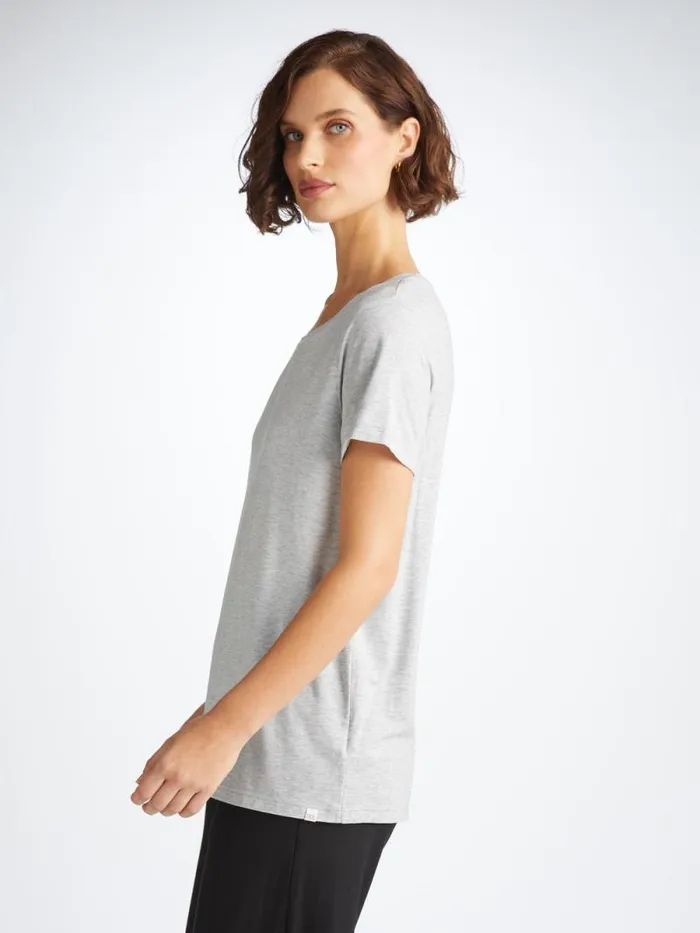 Derek Rose Short Sleeve TShirts Women TShirt Ethan Micro Modal Stretch Silver Marl