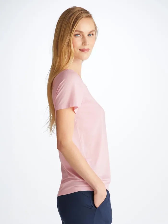Derek Rose Short Sleeve TShirts Women TShirt Lara Micro Modal Stretch Pink