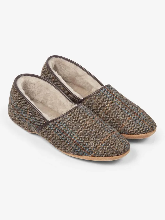 Derek Rose Slippers MenSlippers Slippers Crawford 2 Harris Tweed Sheepskin Beige Derek Rose Slippers MenSlippers Slippers Crawford 2 Harris Tweed Sheepskin Beige