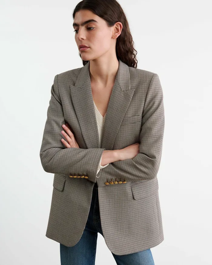 DIANE BLAZER Brown Houndstooth Women Nili Lotan Jackets and Blazers