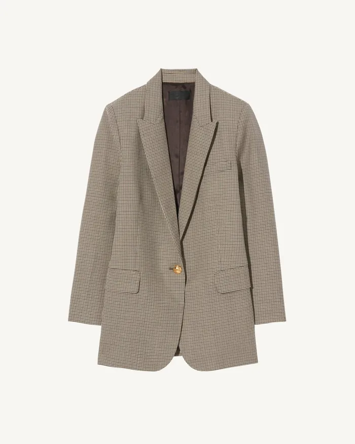 DIANE BLAZER Brown Houndstooth Women Nili Lotan Jackets and Blazers