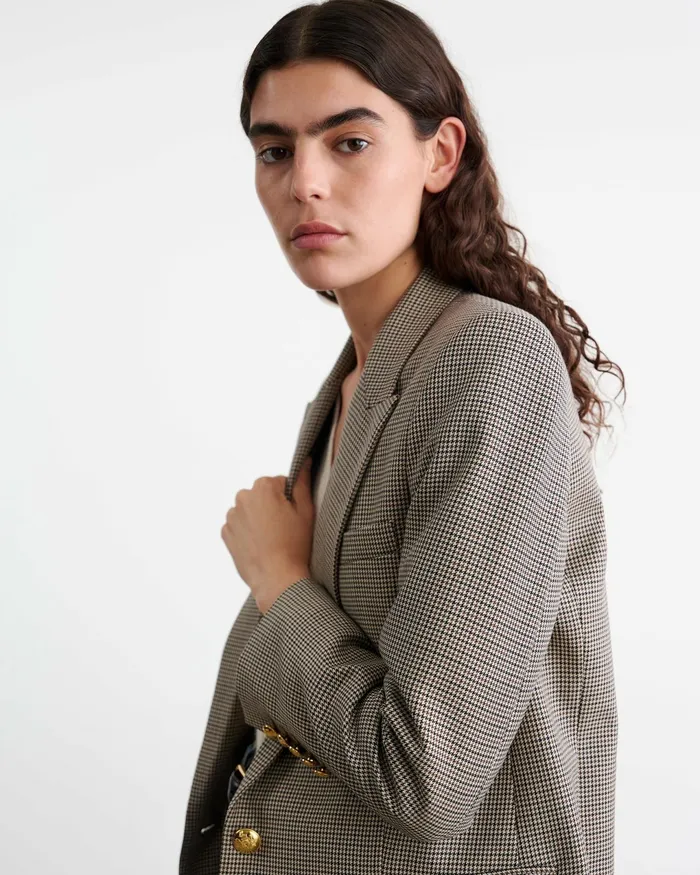 DIANE BLAZER Brown Houndstooth Women Nili Lotan Jackets and Blazers