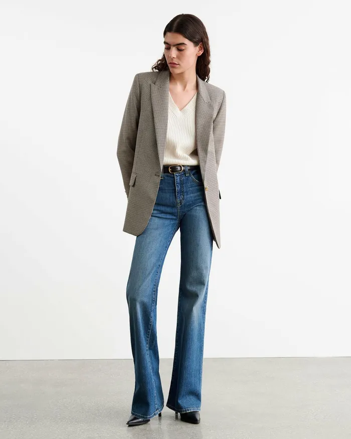 DIANE BLAZER Brown Houndstooth Women Nili Lotan Jackets and Blazers