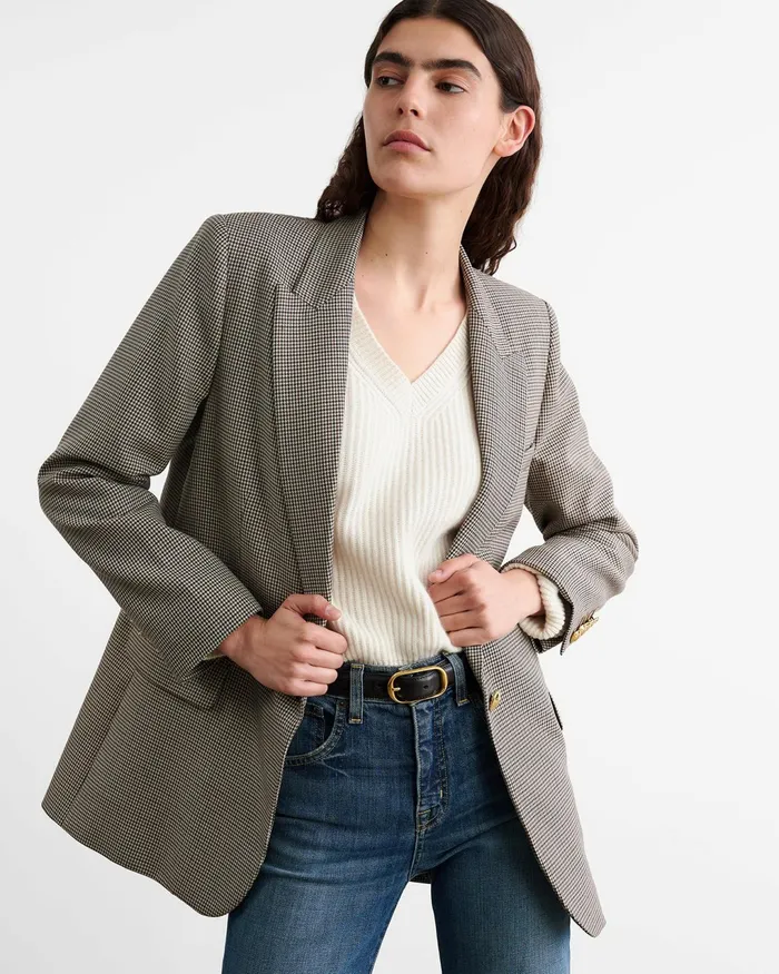 DIANE BLAZER Brown Houndstooth Women Nili Lotan Jackets and Blazers