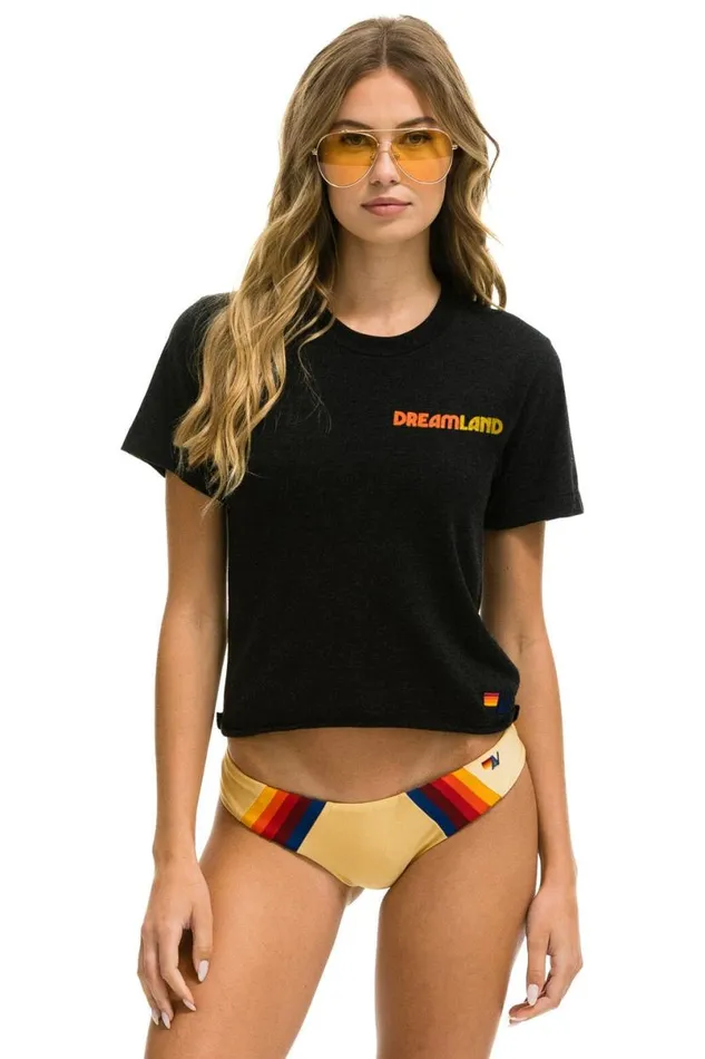 Dreamland Logo Boyfriend Tee Black Women Aviator Nation Tees