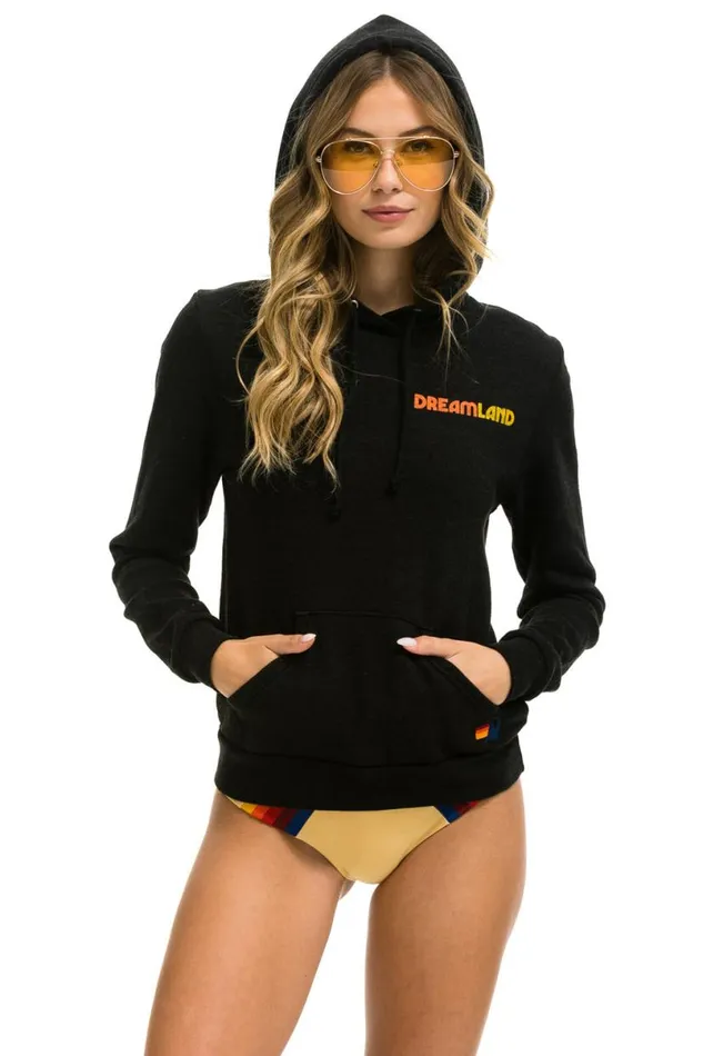 Dreamland Logo Pullover Hoodie 8211 Black WomenMen Aviator Nation Hoodies
