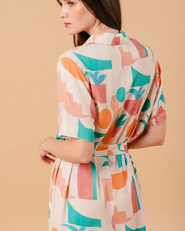 DRESS BEIGE MIRELA Shop Grace and Mila Printed Dresses