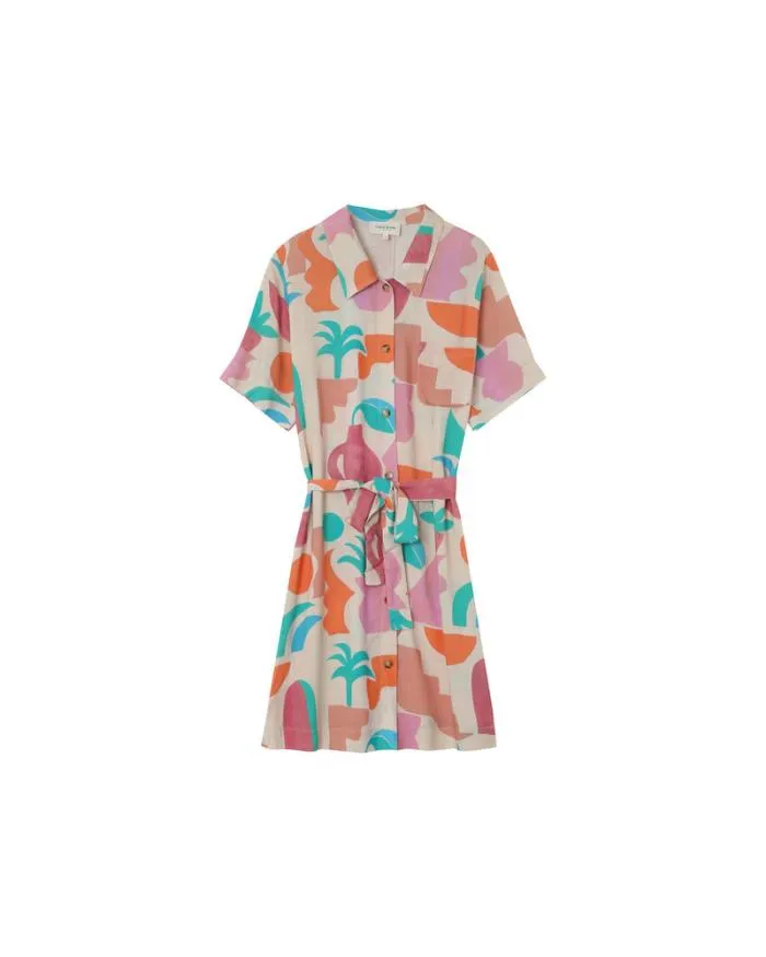 DRESS BEIGE MIRELA Shop Grace and Mila Printed Dresses