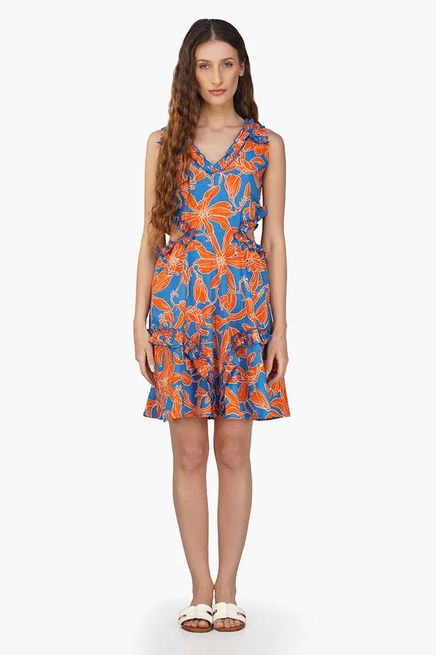 Dresses America and Beyond Women Apricot Beauty Printed Short Dress