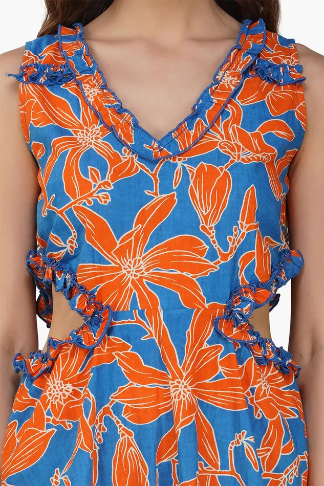 Dresses America and Beyond Women Apricot Beauty Printed Short Dress
